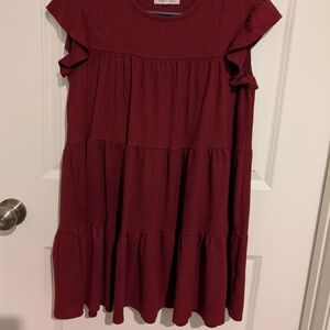 Charming Ruffled Burgundy Kids Dress